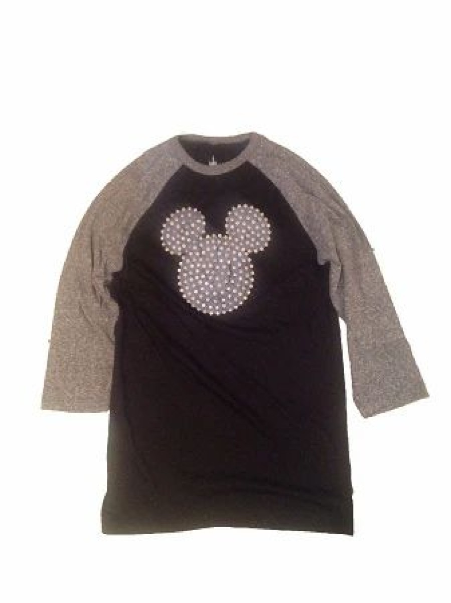 Adult * | Disney Shirt For Women Mickey Mouse Icon Dotted Raglan Top