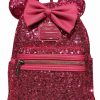 Bags And Totes * | Disney Loungefly Backpack Minnie Mouse Sequin Bright Pink