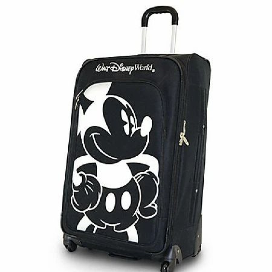 Bags And Totes * | Disney Rolling Luggage Mickey Mouse Design Black And White 28