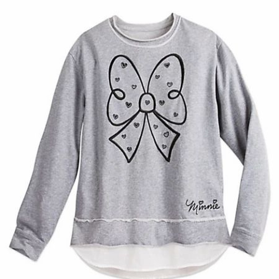 Adult * | Disney Sweatshirt For Women Minnie Mouse Bow Fashion Gray