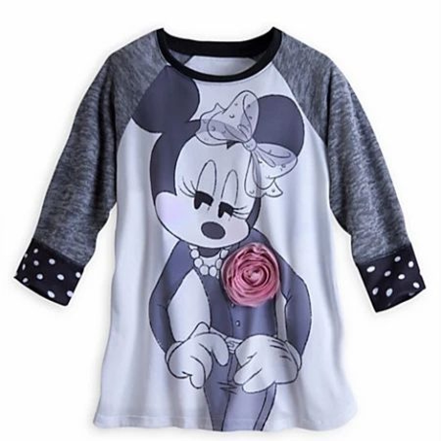 Adult * | Disney Shirt For Women Minnie Mouse Rosette Raglan Tee