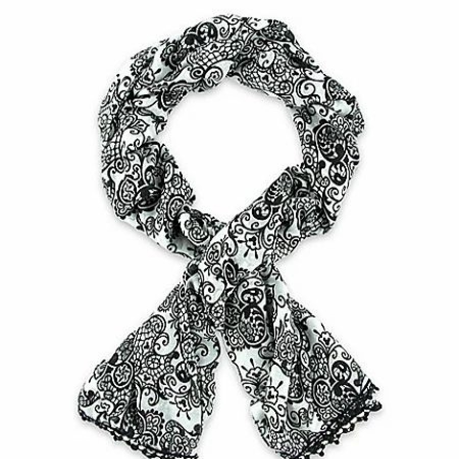 Accessories * | Disney Scarf Filigree Mickey Mouse Icon Black And White