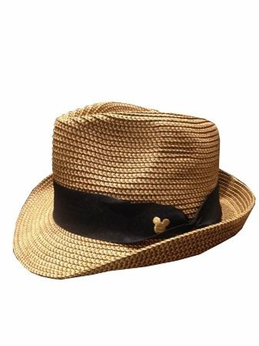 Hats * | Disney Hat Fedora Hat Mickey Mouse Band Brown Wicker