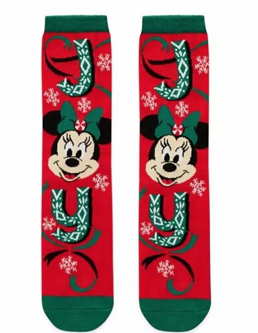 Socks * | Disney Socks For Adults Minnie Mouse Holiday Joy