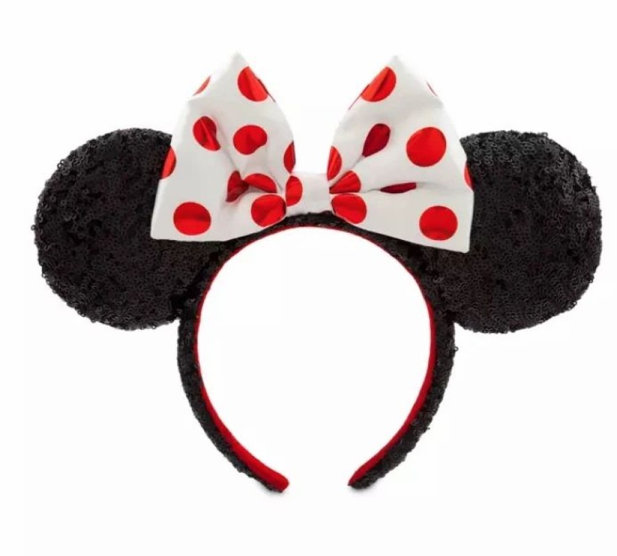 Hats * | Disney Ears Headband Minnie Mouse Sequined Red & White