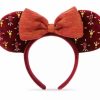 Hats * | Disney Ears Headband Holiday Minnie Cranberry Red