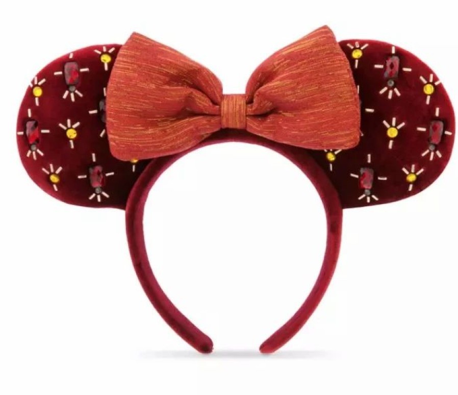 Hats * | Disney Ears Headband Holiday Minnie Cranberry Red