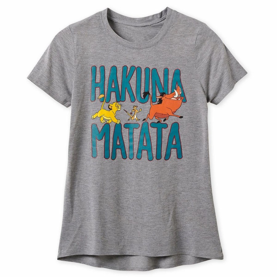 Adult * | Disney T-Shirt For Women Lion King Hakuna Matata Gray