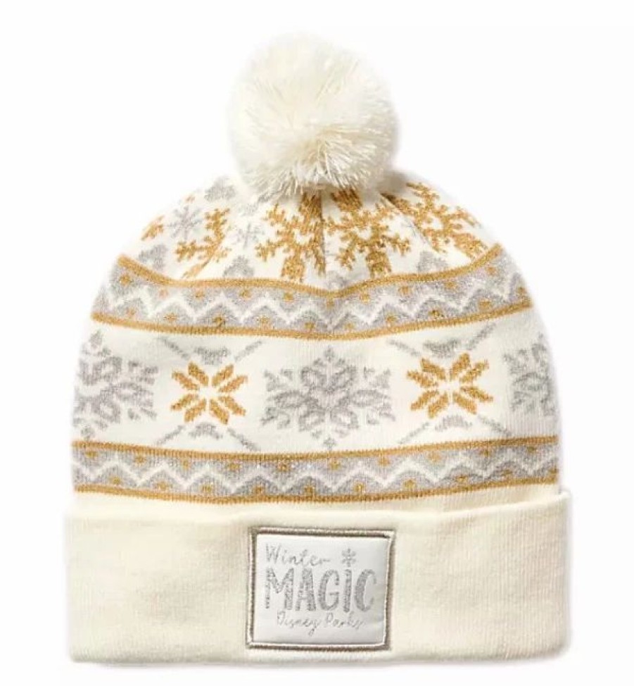 Hats * | Disney Knit Beanie For Adults Disney Parks Silver And Gold