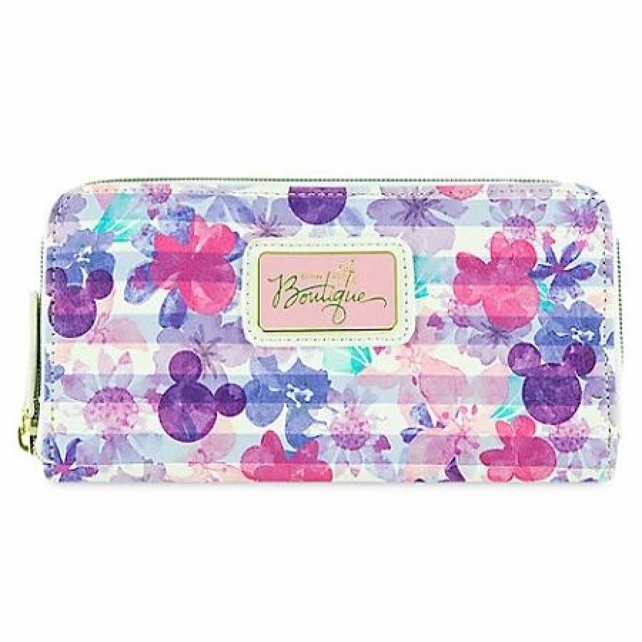 Bags And Totes * | Disney Boutique Wallet Floral Mickey And Minnie Mouse