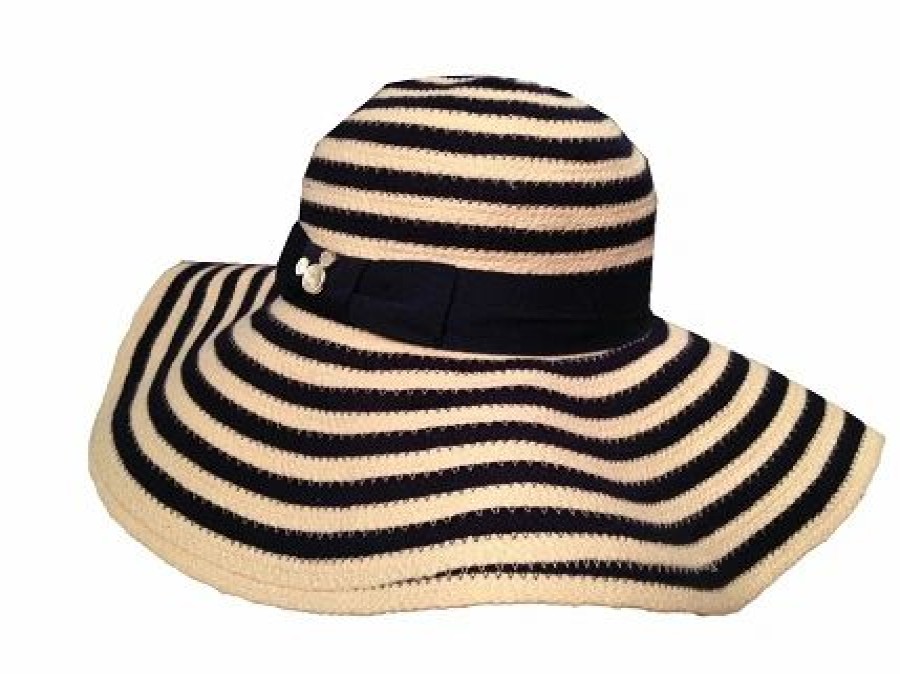 Hats * | Disney Sun Hat For Women Mickey Mouse Striped Blue And White