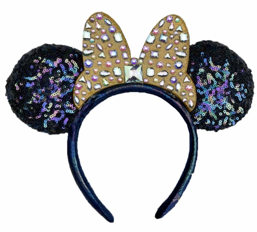 Hats * | Disney Ears Headband 50Th Anniversary Gold Jewel Bow