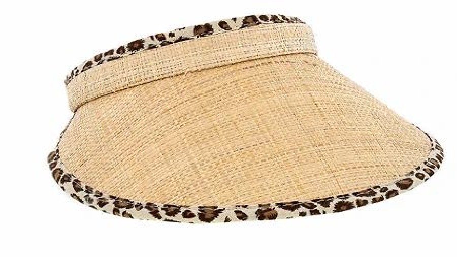 Hats * | Disney Sun Visor Hat Animal Print Trim Straw