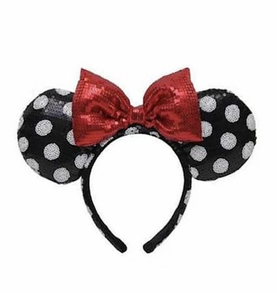 Hats * | Disney Ears Headband Hat Minnie Mouse Polka Dot Black And White