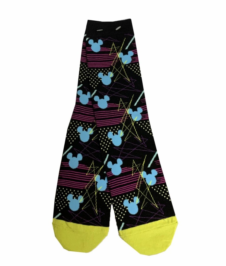 Socks * | Disney Socks For Adults Blue Mickey Mouse Icons Black