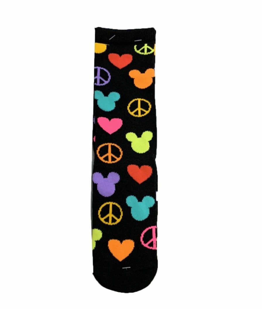 Socks * | Disney Socks For Adults Peace Love Mickey