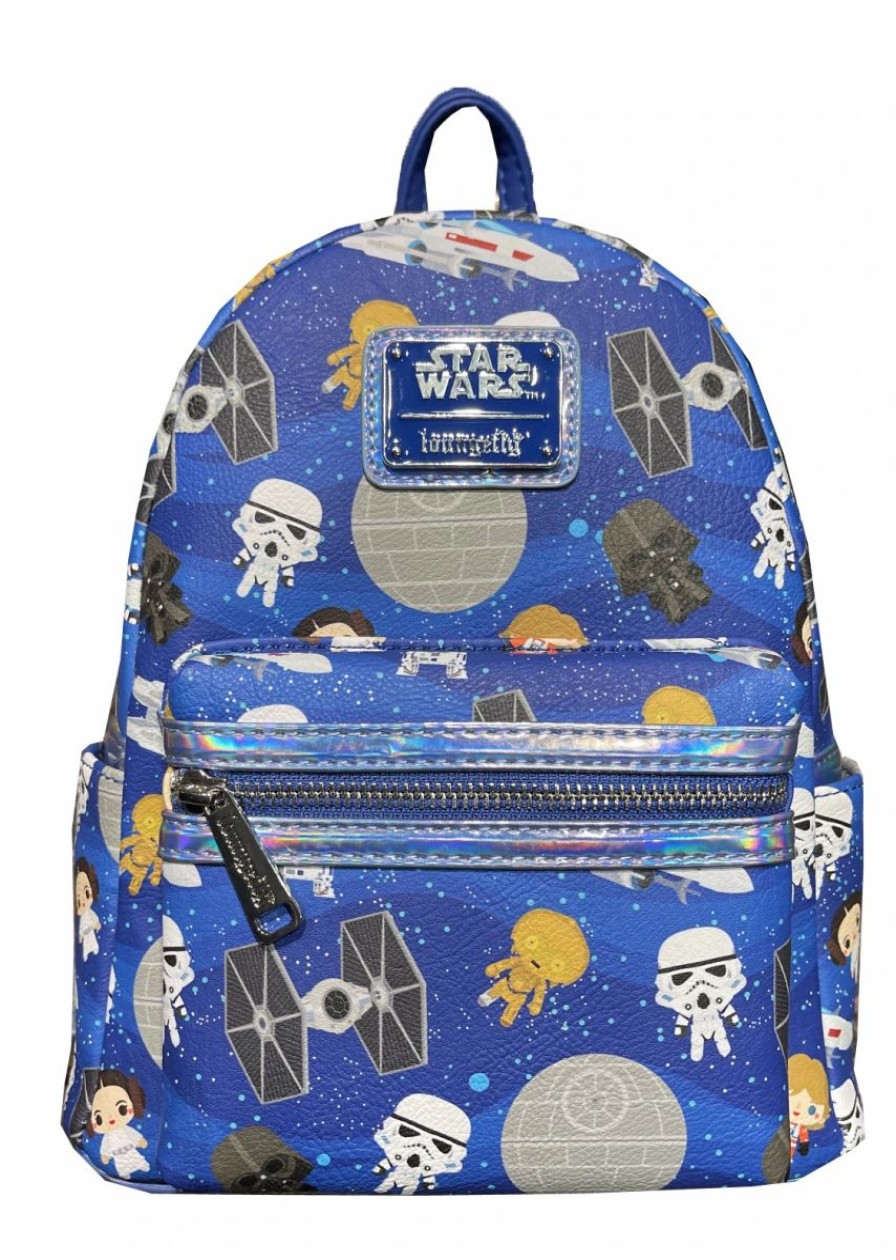 Bags And Totes * | Disney Loungefly Backpack Star Wars Chibi Blue