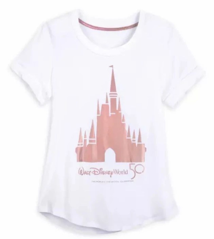 Adult * | Disney Shirt For Women 50Th Anniversary Castle Rose Gold