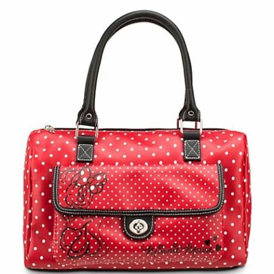 Bags And Totes * | Disney Purse Bag Minnie Mouse Polka Dot Barrel Bag Red