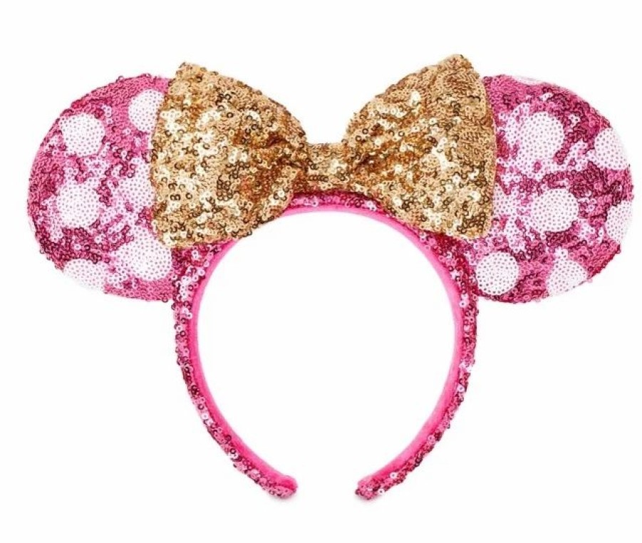 Hats * | Disney Ears Headband Minnie Mouse Sequined Hot Pink & Gold