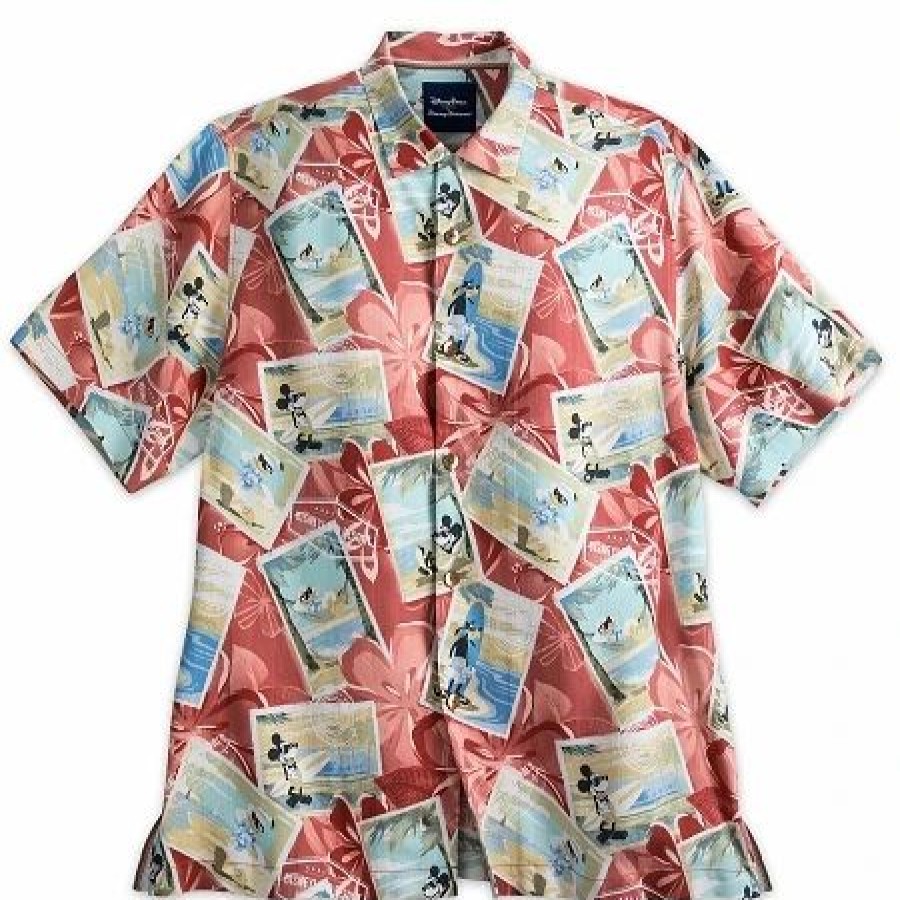 Adult * | Disney Tommy Bahama Shirt For Men Mickey And Friends Red Silk