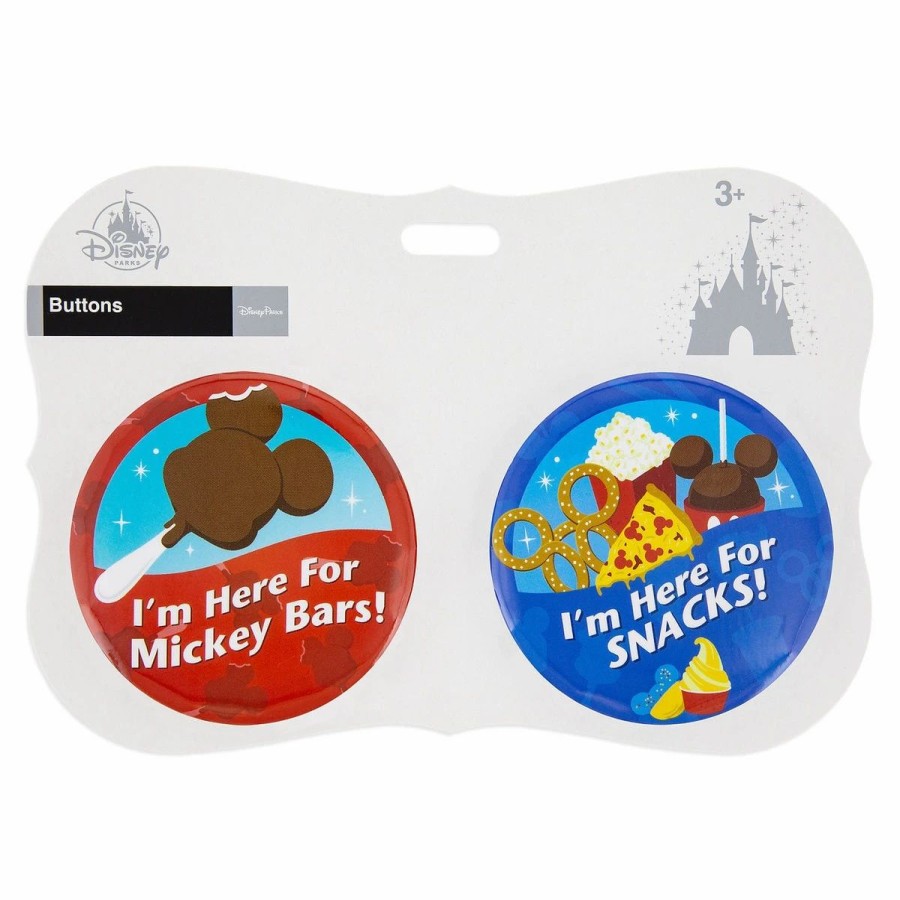 Accessories * | Disney Souvenir Button Set Mickey Bars And Snacks Set Of 2