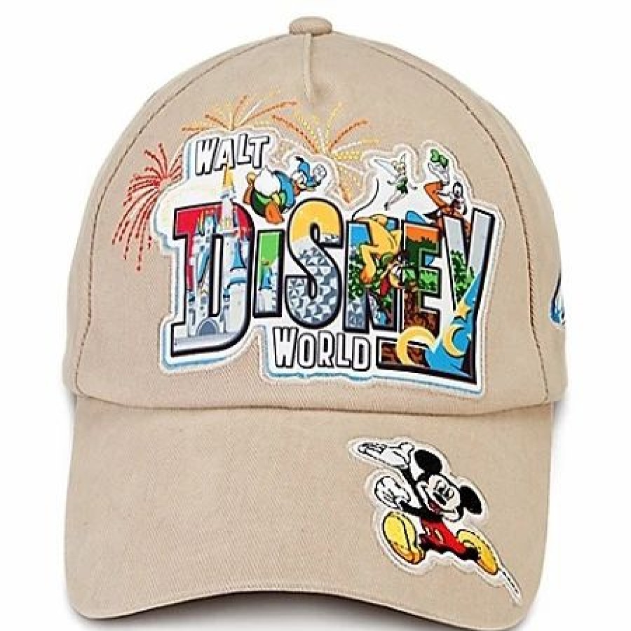 Hats * | Disney Hat Baseball Cap Walt Disney World Retro Logo Tan