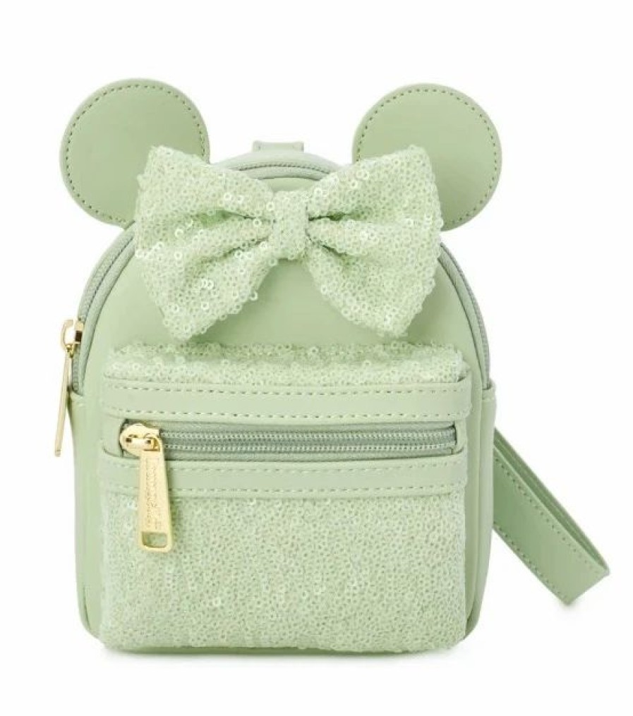 Bags And Totes * | Disney Loungefly Wristlet Bag Minnie Mouse Sequined Mint