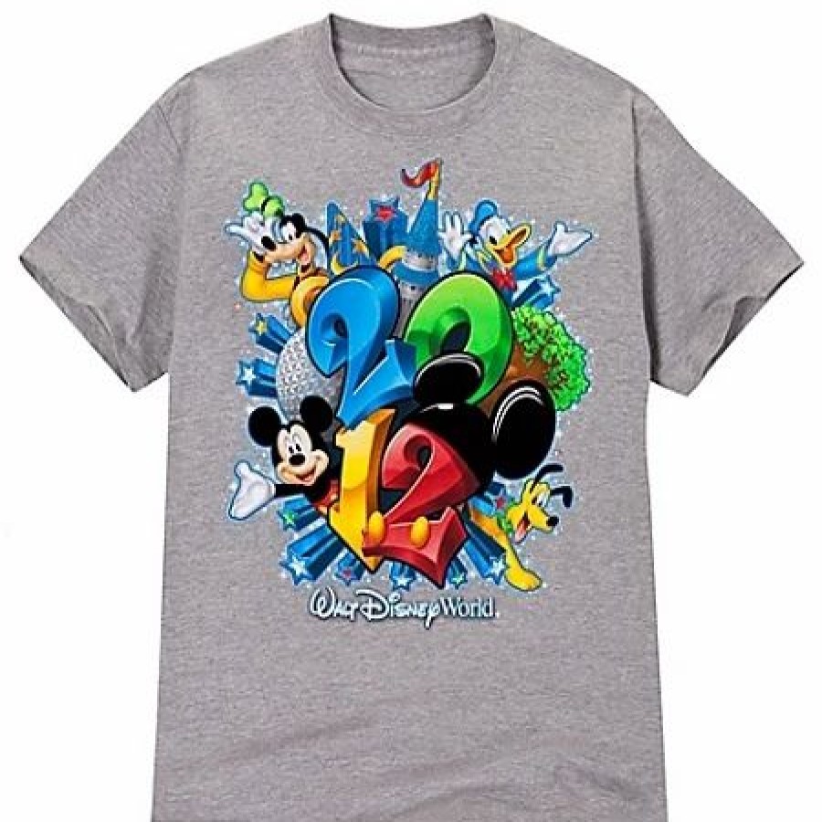 Adult * | Disney Shirt For Adults 2012 Flocked Walt Disney World Tee — Gray