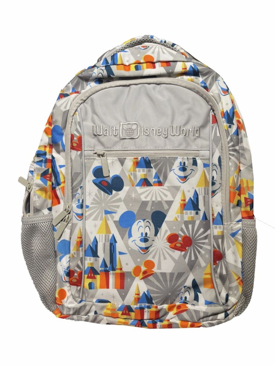 Bags And Totes * | Disney Backpack Bag Mickey Mouse With Castle Gray