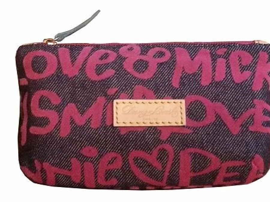 Accessories * | Disney Dooney And Bourke Bag Peace, Love, Mickey Denim Cosmetic