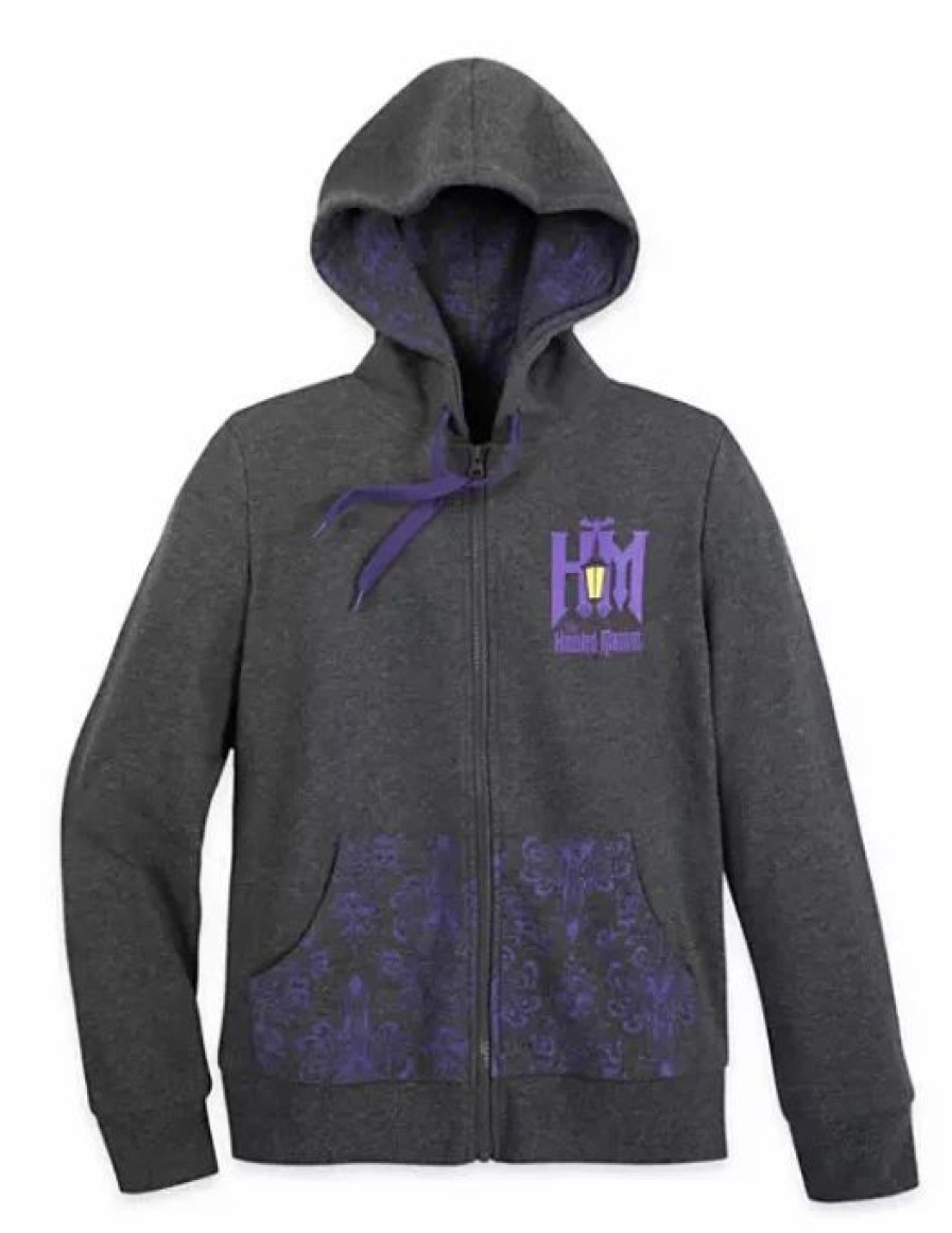 Adult * | Disney Zip Up Hoodie For Women The Haunted Mansion Gray