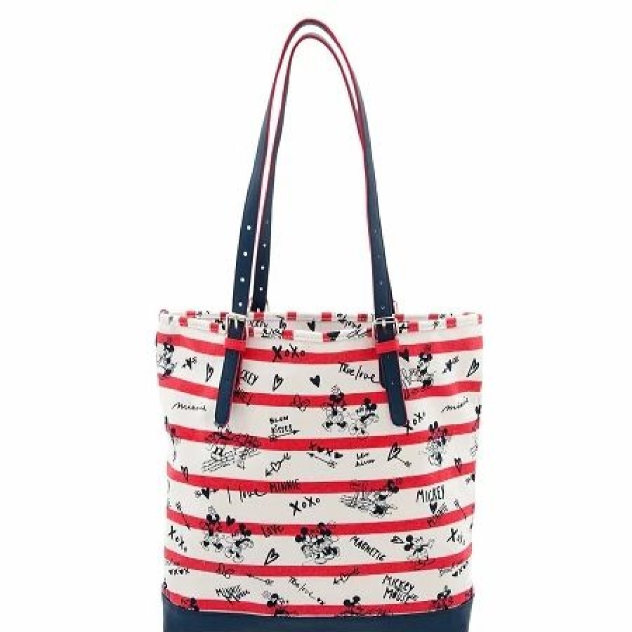 Bags And Totes * | Disney Tote Bag With Wristlet Mickey And Minnie Love