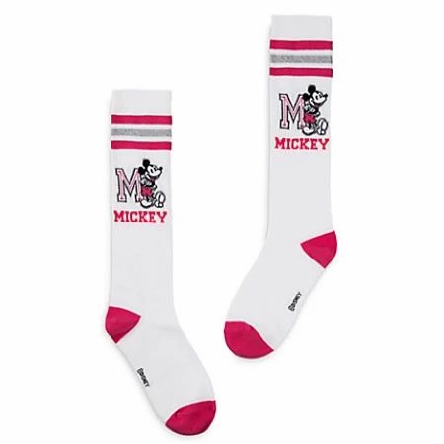 Socks * | Disney Socks For Women Mickey Mouse Varsity Knee Socks