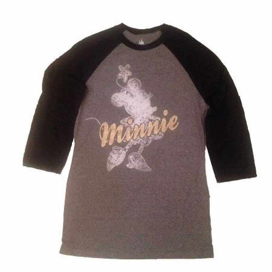 Adult * | Disney Shirt For Women Minnie Mouse Raglan Top Gold Signature