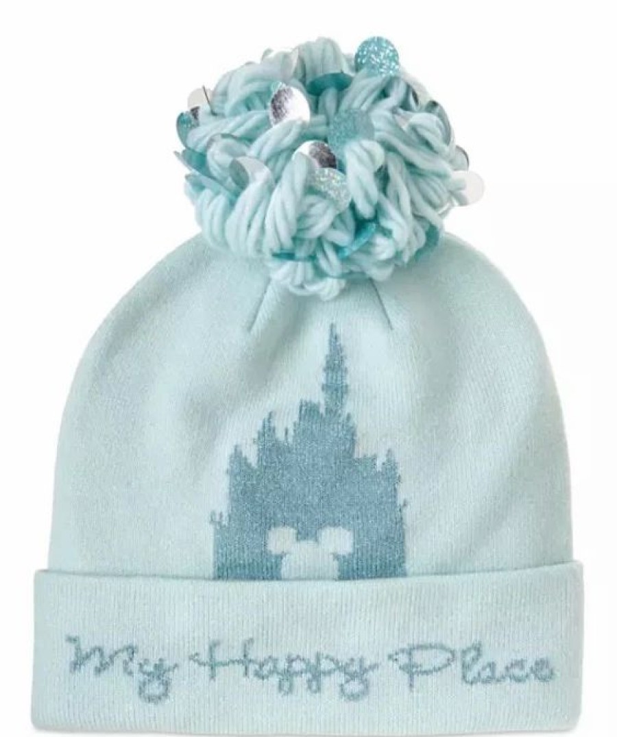 Hats * | Disney Knit Pom Pom Hat My Happy Place Disney Parks