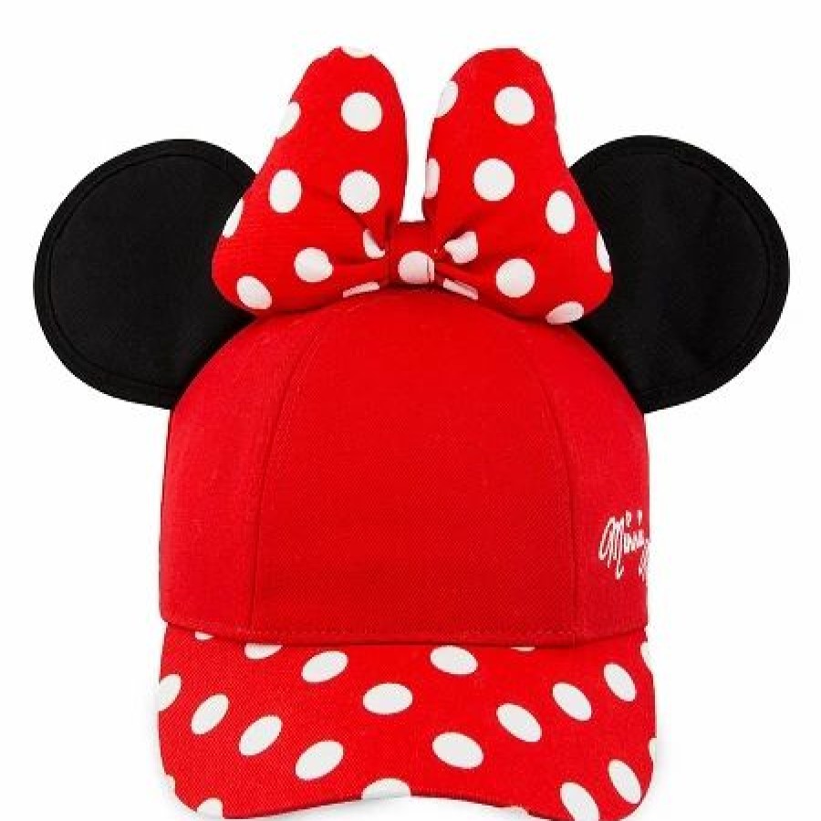 Hats * | Disney Hat Baseball Cap Minnie Mouse With Ears Red Youth