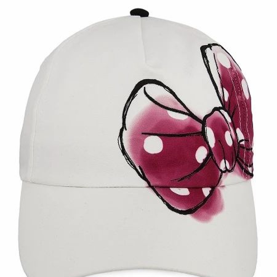 Hats * | Disney Hat Baseball Cap Minnie Mouse Pink Bow White