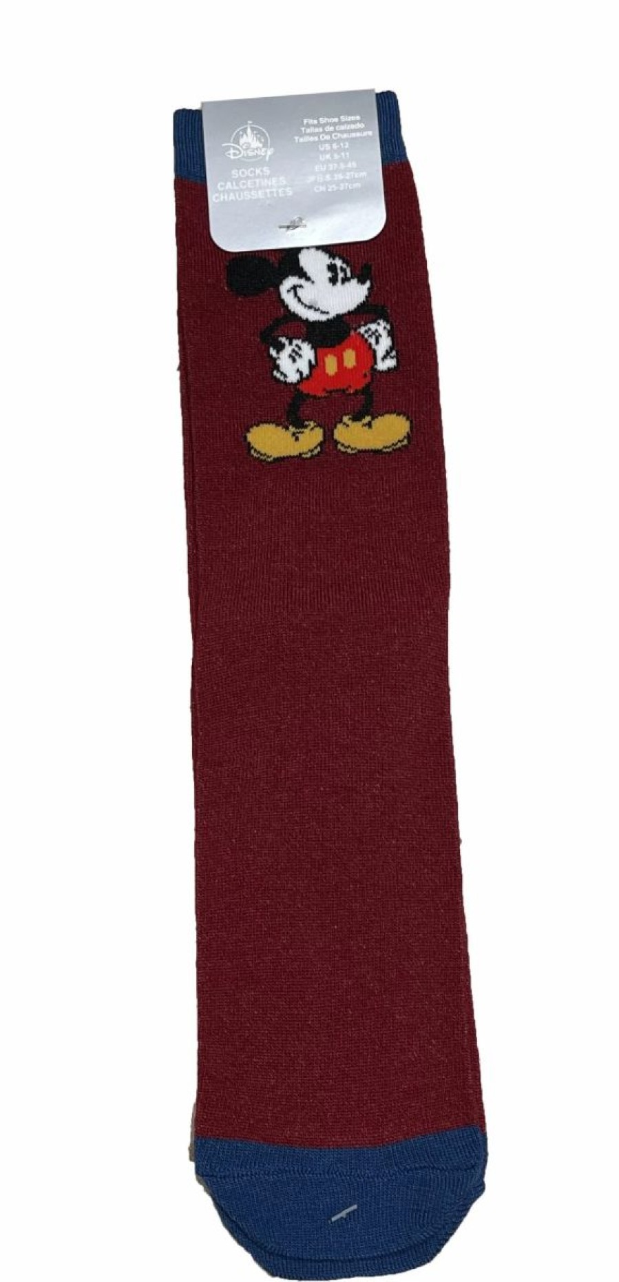 Socks * | Disney Socks For Adults Mickey Mouse Burgundy & Blue