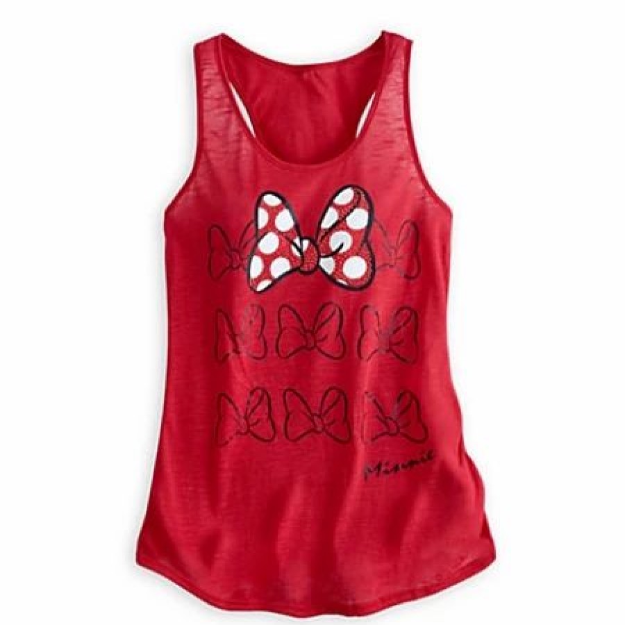 Adult * | Disney Shirt For Women Minnie Mouse Bow Tank Top Red