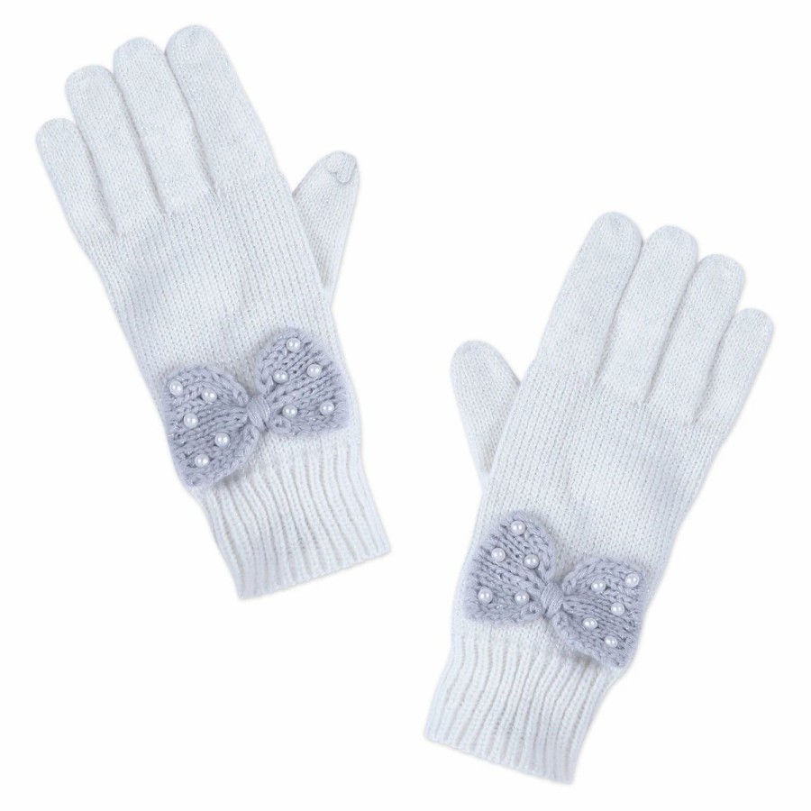 Accessories * | Disney Knit Gloves For Women Minnie Mouse With Bow White