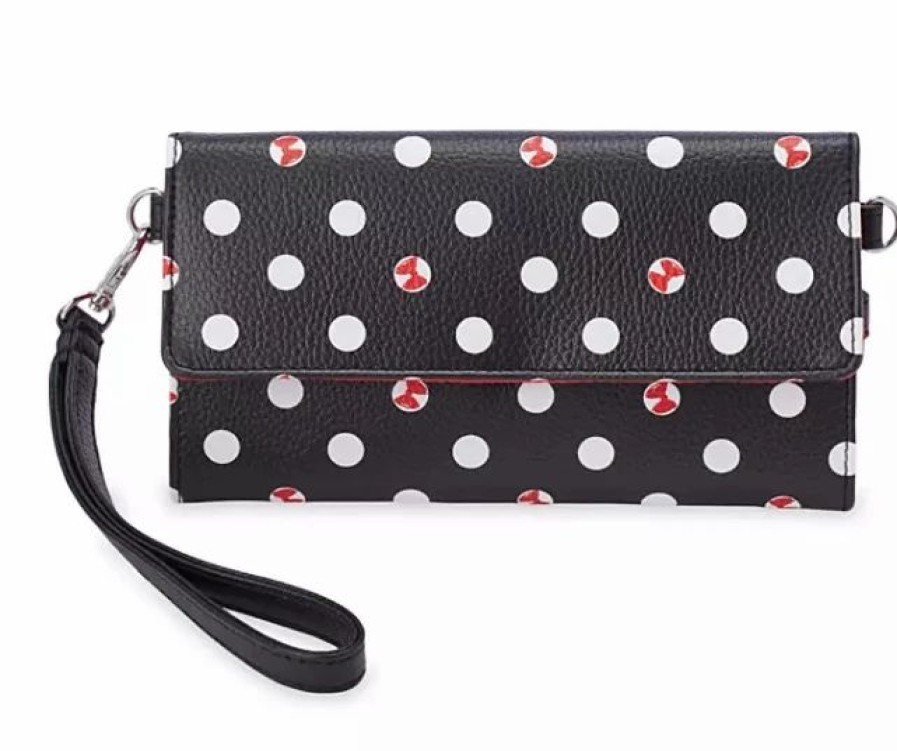 Bags And Totes * | Disney Wallet Minnie Mouse Polka Dot Black