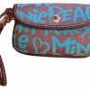 Bags And Totes * | Disney Dooney And Bourke Bag Peace, Love, Mickey Denim Wristlet