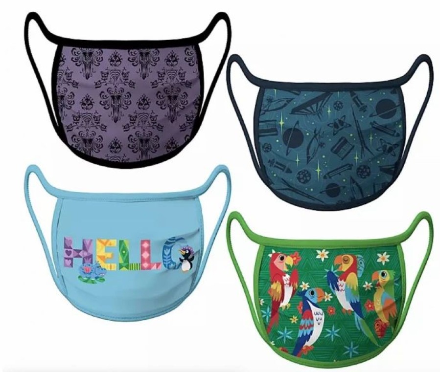 Accessories * | Disney Face Mask Set Disney Attractions Set Of 4