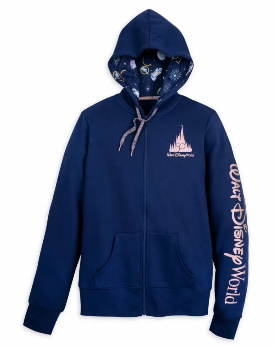 Adult * | Disney Zip Up Hoodie For Women 50Th Anniversary Blue