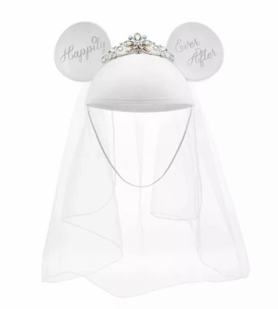 Hats * | Disney Hat Ears Hat Minnie Mouse Bride Happily Ever After