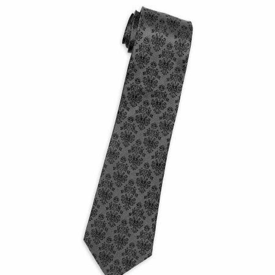 Accessories * | Disney Silk Tie The Haunted Mansion Wallpaper Black