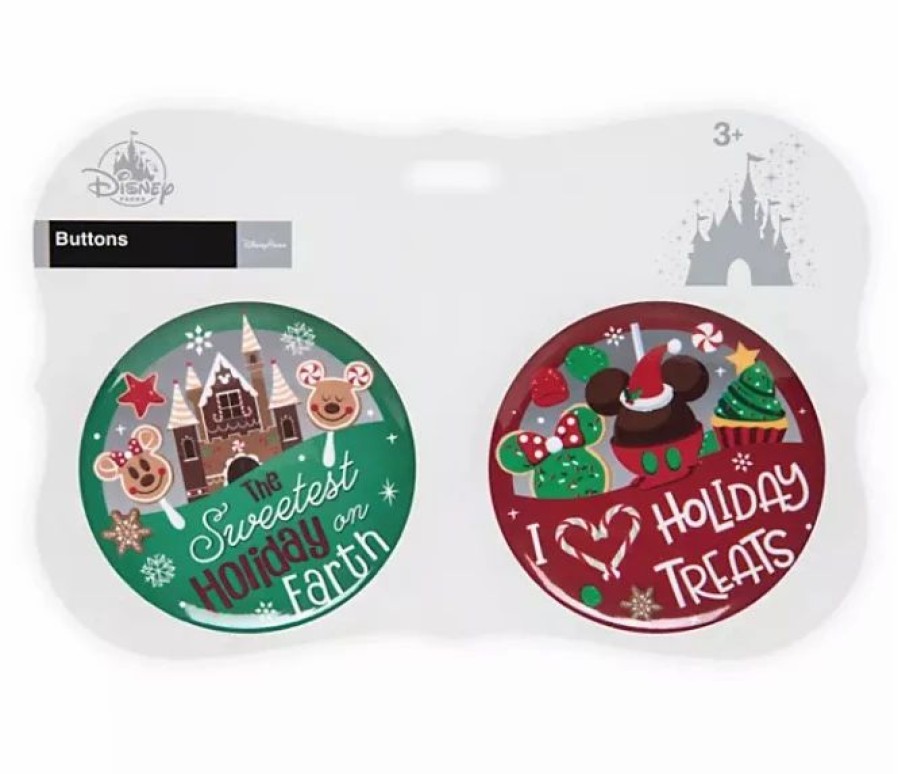 Accessories * | Disney Souvenir Button Set Holiday Treats Set Of 2