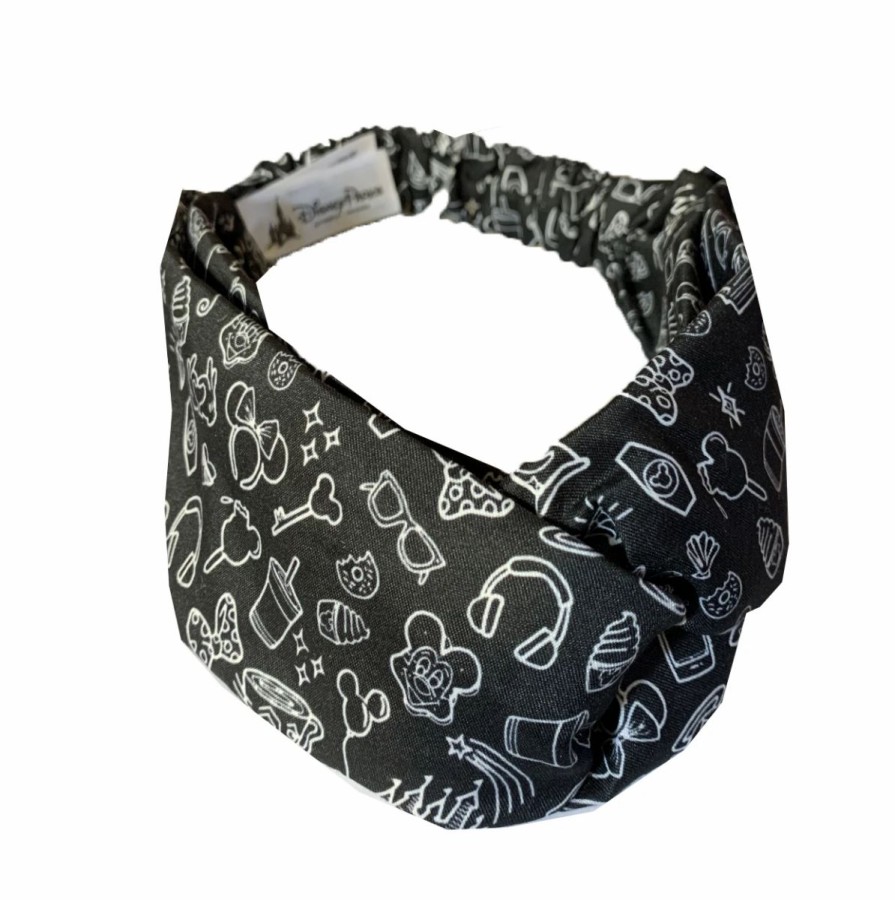 Accessories * | Disney Stretch Headband Disney Park Icons Black