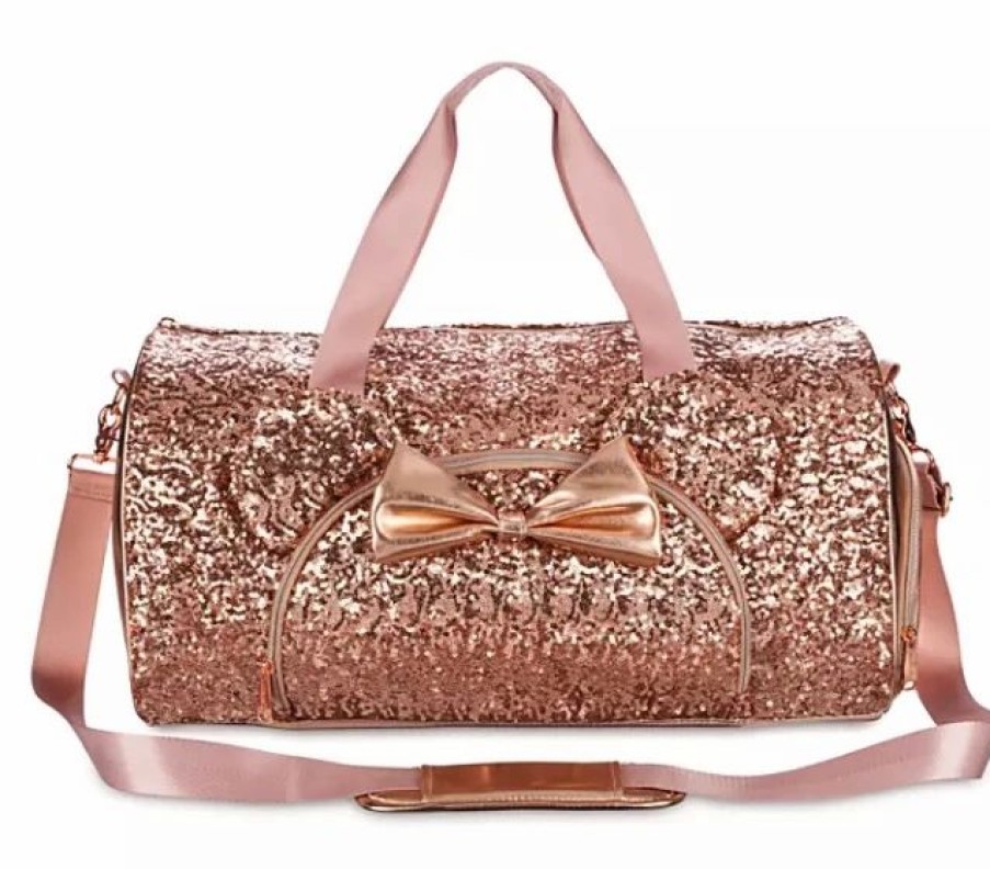 Bags And Totes * | Disney Loungefly Duffel Bag Minnie Sequin Briar Rose Gold